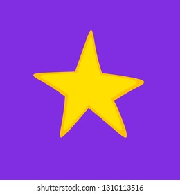 Yellow star icon vector on purple background. Star web site pictogram, mobile app. Logo illustration.