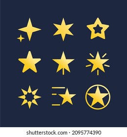 yellow star icons on navy background, star vector set icons