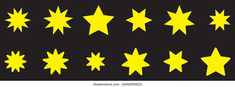 Yellow Star icons vector set. Falling stars. Stars isolated on transparent background. Vector illustration.