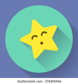Yellow star with kiss face Vector character.