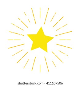 Yellow Star logo that attracts attention. vector illustration. background for promotions, discounts, promotions, tags. Colored rays of light going in different directions like a fireworks explosion