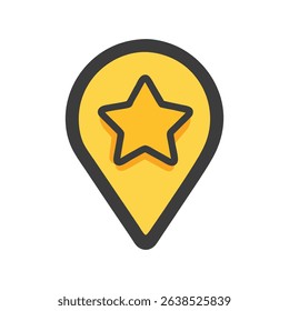 Yellow Star Map Pointer Location Icon Design
