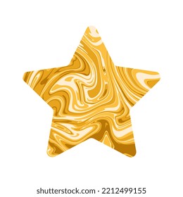 Yellow star with marble texture.  Decorative element for Christmas and New Year design. Vector graphics