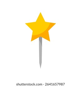 Yellow star needle pin icon flat vector design