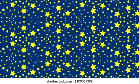 Yellow star on blue background, seamless pattern. Star background on blue night sky. Geomtry seamless pattern, night design. 