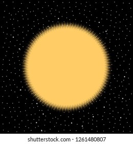 Yellow star on cosmic background. Vector illustration.