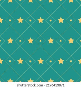 Yellow star on green background seamless pattern, creative background for design
