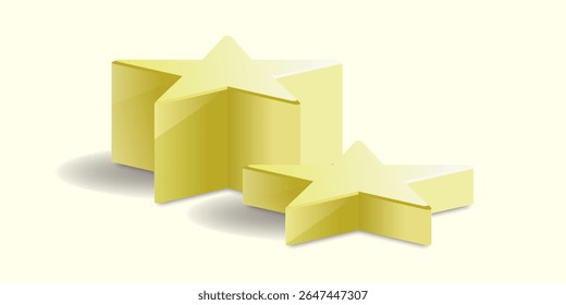 Yellow star podium stage pedestal and platform vector, a bright, celebratory display composition. Ideal for awards ceremonies, achievement recognition, product launches, and positive showcases.