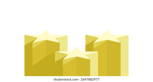 Yellow star podium stage pedestal and platform vector, a bright, celebratory display composition. Ideal for awards ceremonies, achievement recognition, product launches, and positive showcases.