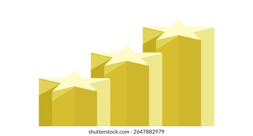 Yellow star podium stage pedestal and platform vector, a bright, celebratory display composition. Ideal for awards ceremonies, achievement recognition, product launches, and positive showcases.