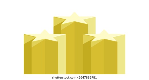 Yellow star podium stage pedestal and platform vector, a bright, celebratory display composition. Ideal for awards ceremonies, achievement recognition, product launches, and positive showcases.