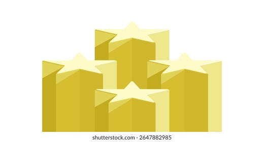 Yellow star podium stage pedestal and platform vector, a bright, celebratory display composition. Ideal for awards ceremonies, achievement recognition, product launches, and positive showcases.