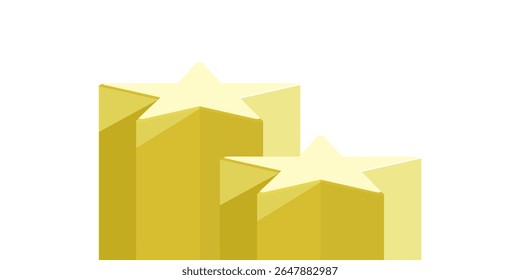Yellow star podium stage pedestal and platform vector, a bright, celebratory display composition. Ideal for awards ceremonies, achievement recognition, product launches, and positive showcases.