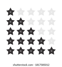 Yellow star for ranking.Vector 5 stars rating review. 