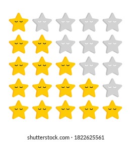 Yellow star for ranking.Vector 5 stars rating review. 