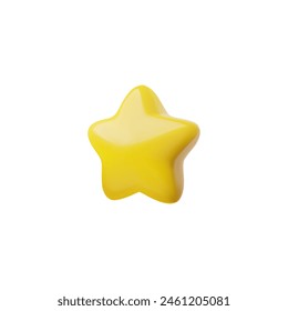 Yellow star realistic 3d isometric design icon. Golden volumetric rating star isolated. Vector glossy badge of positive feedback or good review, best quality award. Achievement for app ui game