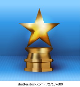Yellow star, reward, star for the winner. Texture design yellow star. A realistic star is a gold award. The first place, the winner.