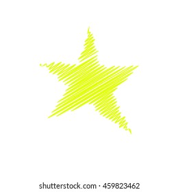 Yellow star shape drawn vector icon