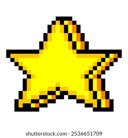 Forma de estrela amarela no estilo pixel art