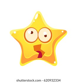 Yellow star shocked and dizzy with rotating big eyes