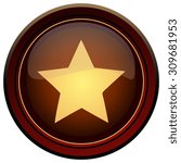 Yellow Star Sign on a Round Button, Vector Illustration. 