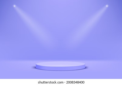 Yellow star with soffits on a violet stage. Levitation effect