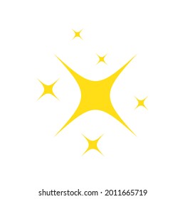 Yellow star sparkling icon set. Glittering stars light collection. Shiny flash decoration pictogram. Vector isolated on white