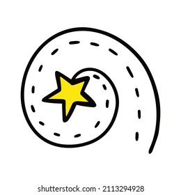 Yellow star with a spiral. Vector illustration