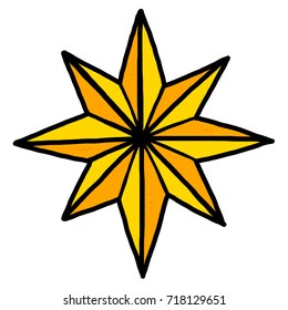 yellow star symbol / cartoon vector and illustration, hand drawn style, isolated on white background.