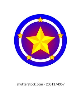 yellow star vector with gradient blue circle 