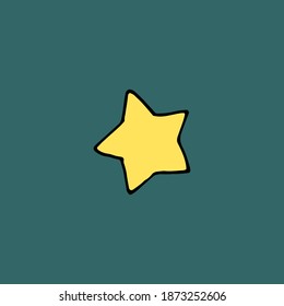 Yellow star. Vector hand-drawn doodle illustration.