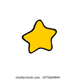 Yellow star. Vector hand-drawn doodle illustration.