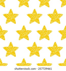 Yellow star vector seamless pattern