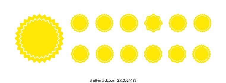 Ilustración de diseño de Vector de símbolo de insignias de estallido estelar amarillo