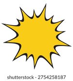 Yellow starburst comic book speech bubble isolated on white background for sales and promotions