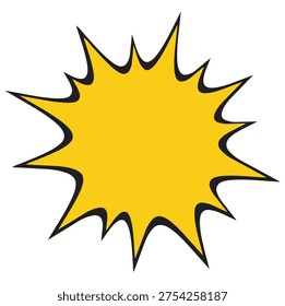 Yellow starburst comic book speech bubble isolated on white background for sales and promotions