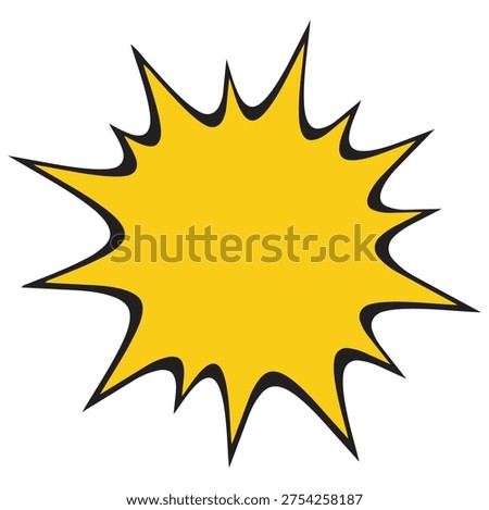 Yellow starburst comic book speech bubble isolated on white background for sales and promotions