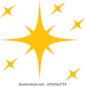 Yellow starburst glow with multiple sharp rays - stock vector
