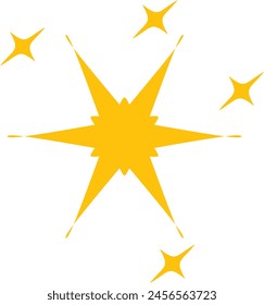 Yellow starburst glow with multiple sharp rays - stock vector