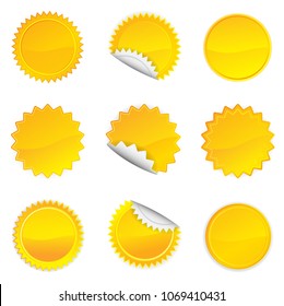Yellow Starbursts Set,  Illustration Vector 10