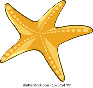Yellow starfish on white background illustration