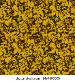 Yellow starry dense texture on a mustard yellow background. Stars seamless pattern for a great mood.
