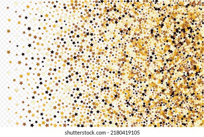 Yellow Starry Vector Transparent Background. Sparkling Magic Star Template. Rain Light Design.  Golden Falling Space Banner.