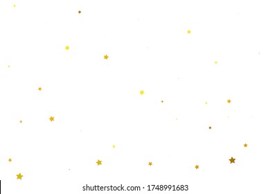 Yellow Stars Anniversary. Orange Texture Poster. Gold Confetti Festive. Golden Falling Modern Glitter Gift. Celebration Symbol. Starry Festive. Sparkling Wallpaper.