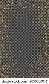 Yellow Stars Background  Transparent Vector. Sequin Carnival Design. Golden Vintage. Eve Illustration. Shiny Confetti Glory.