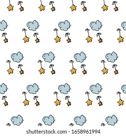 yellow stars with blue clouds