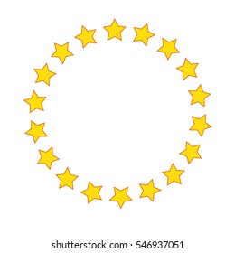 Yellow stars border frame  isolated on a white background