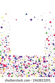 Yellow Stars Confetti Decoration. Happy Circle Background. Fun Star Illustration. Red Rainbow Square.