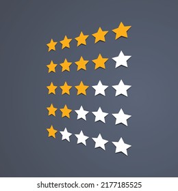 yellow stars for customer product rating review flat icon for vote