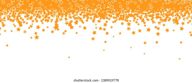 Yellow stars are falling down. Decoration for holidays of Christmas, Fathers days. Abstract pattern from golden stars isolated on white background for greeting wedding card.